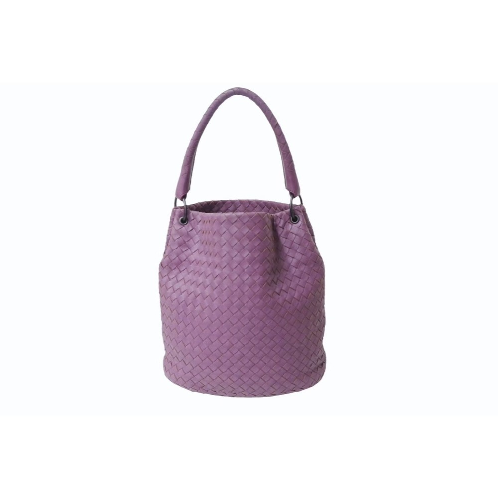 BOTTEGA VENETA purple handbag leather gunmetal Black hardware